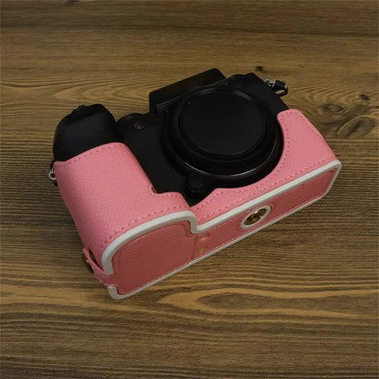 For Fujifilm X-S20 Camera PU Leather Bottom Case Battery Opening Design Half Body Cover with Hand Strap