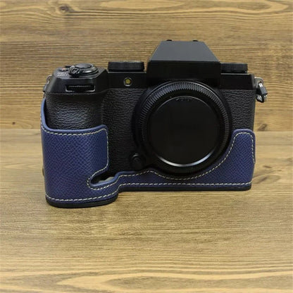 For Fujifilm X-S20 Camera PU Leather Bottom Case Battery Opening Design Half Body Cover with Hand Strap