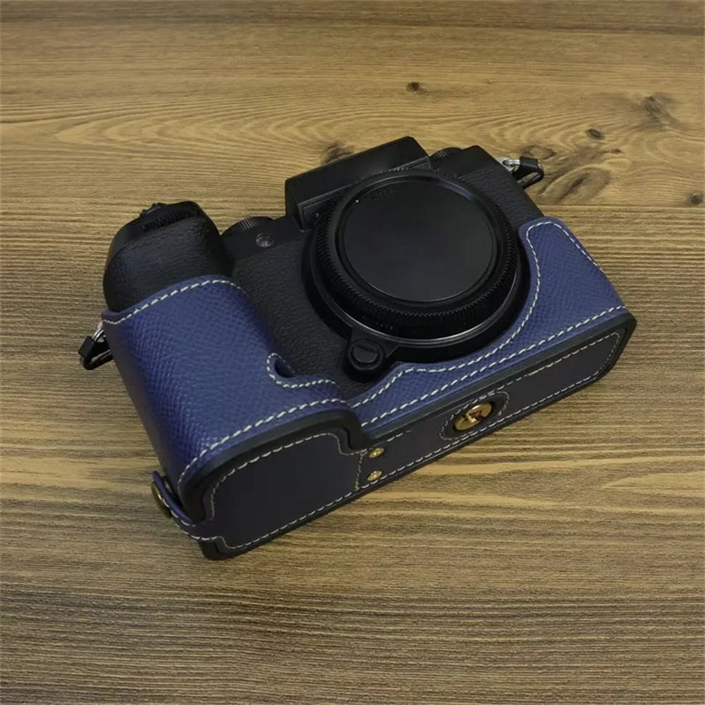 For Fujifilm X-S20 Camera PU Leather Bottom Case Battery Opening Design Half Body Cover with Hand Strap