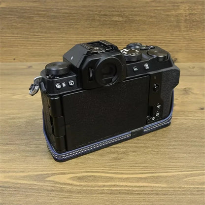 For Fujifilm X-S20 Camera PU Leather Bottom Case Battery Opening Design Half Body Cover with Hand Strap