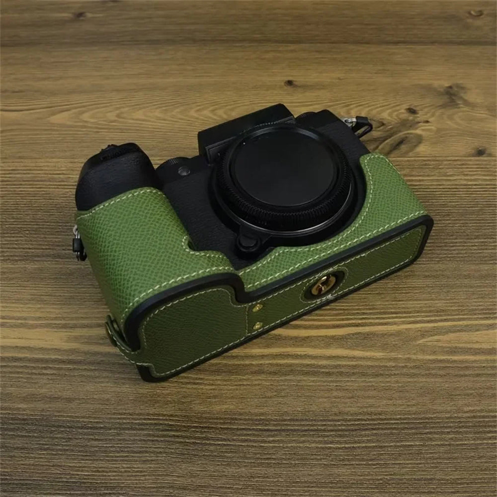 For Fujifilm X-S20 Camera PU Leather Bottom Case Battery Opening Design Half Body Cover with Hand Strap