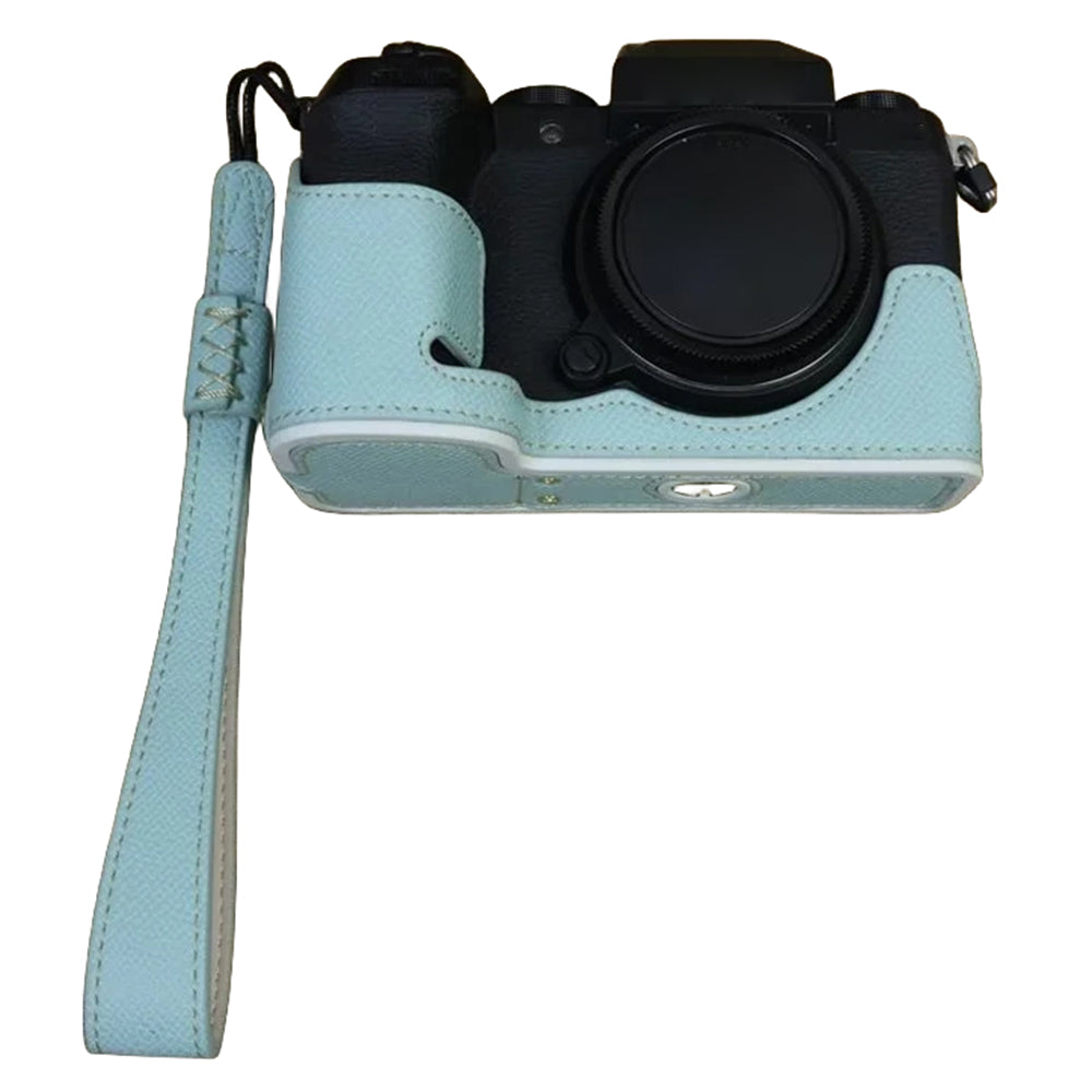 For Fujifilm X-S20 Camera PU Leather Bottom Case Battery Opening Design Half Body Cover with Hand Strap