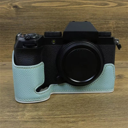 For Fujifilm X-S20 Camera PU Leather Bottom Case Battery Opening Design Half Body Cover with Hand Strap