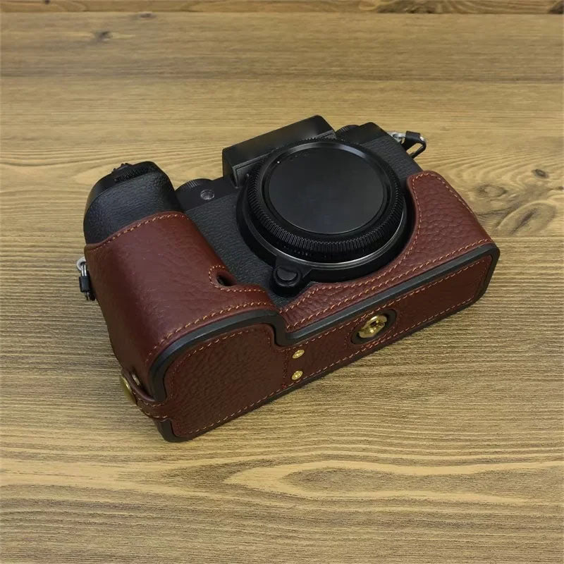 For Fujifilm X-S20 Genuine Cow Leather Camera Bottom Case Half Body Cover with Battery Opening