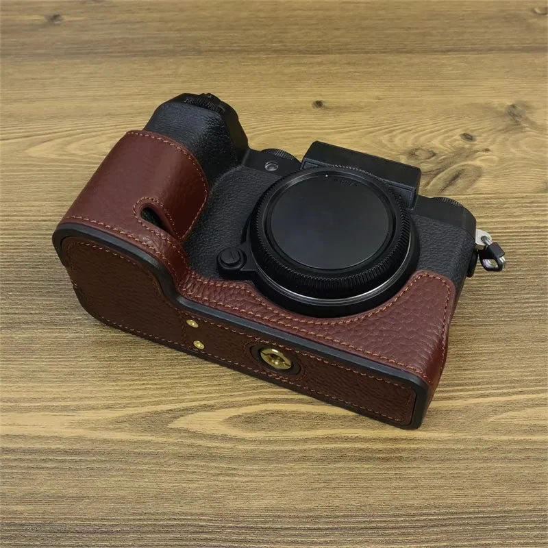 For Fujifilm X-S20 Genuine Cow Leather Camera Bottom Case Half Body Cover with Battery Opening