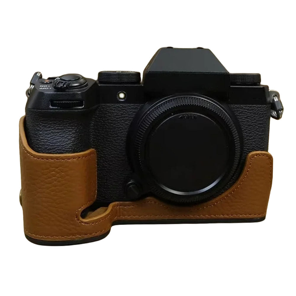 For Fujifilm X-S20 Genuine Cow Leather Camera Bottom Case Half Body Cover with Battery Opening