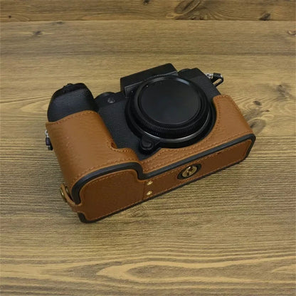 For Fujifilm X-S20 Genuine Cow Leather Camera Bottom Case Half Body Cover with Battery Opening