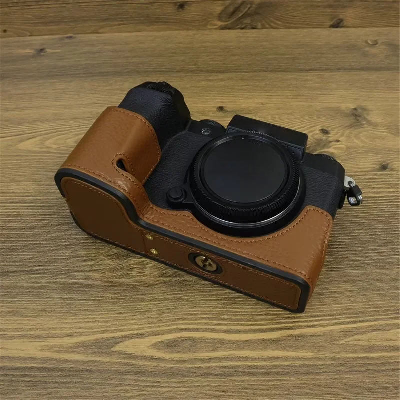 For Fujifilm X-S20 Genuine Cow Leather Camera Bottom Case Half Body Cover with Battery Opening