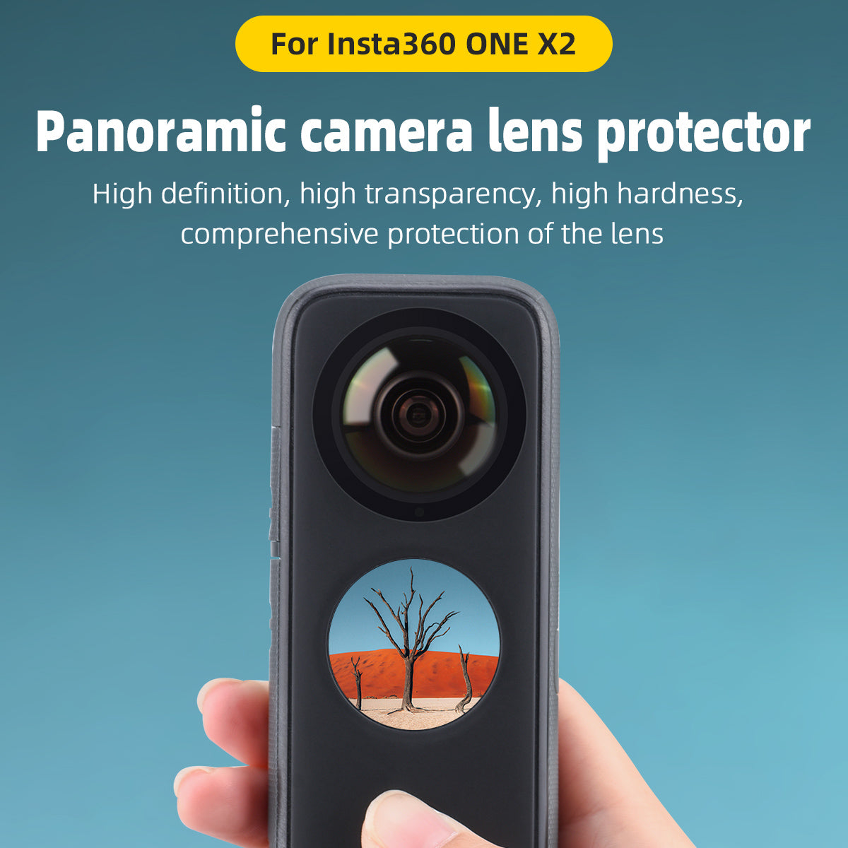 BRDRC 2Pcs PC Adhesive Lens Protector for Insta360 One X2 , Anti-scratch Sticky Camera Lens Guard