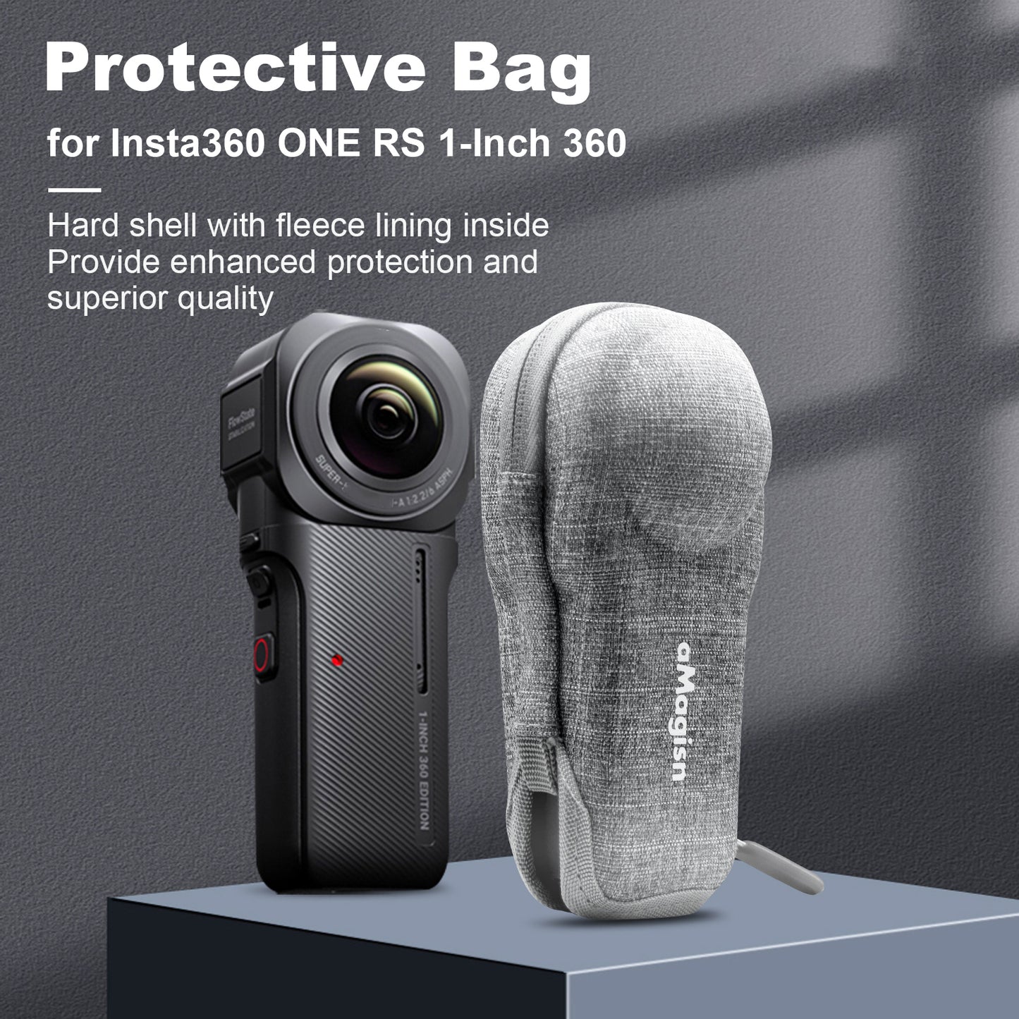 AMAGISN For Insta360 ONE RS 1-inch Panoramic Camera EVA+Cloth Drop-proof Case Portable Camera Protective Bag