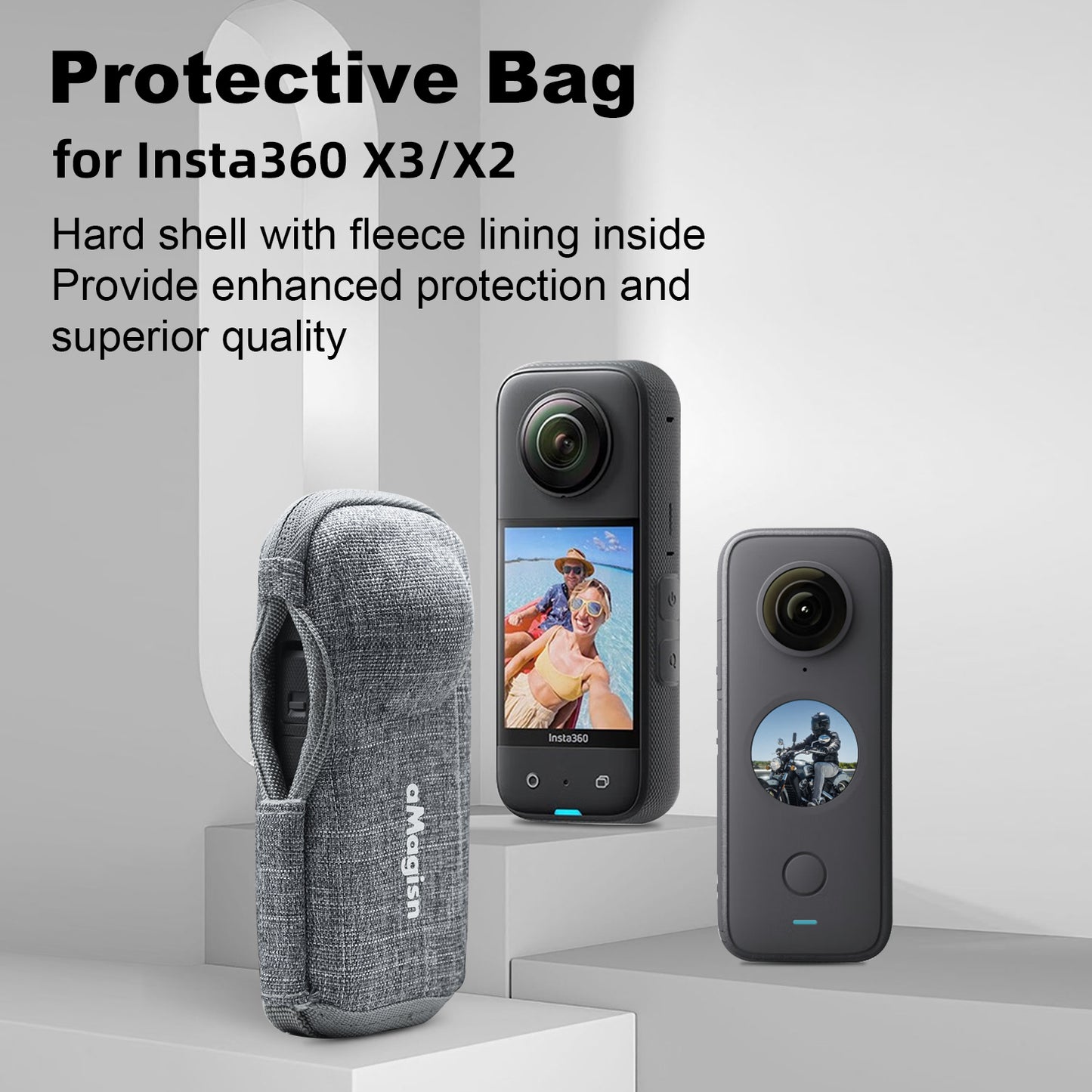 AMAGISN For Insta360 X3 / X2 Shockproof Camera Bag Portable EVA+Cloth Camera Protective Bag