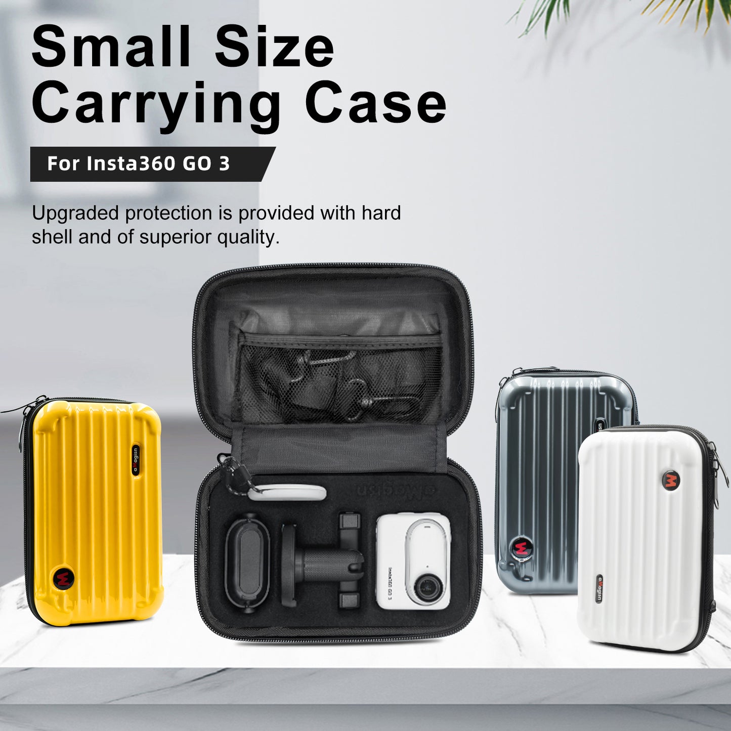 AMAGISN Storage Case for Insta360 GO 3 Action Camera Hard PC Shell with Detachable Inner Tray, Size S