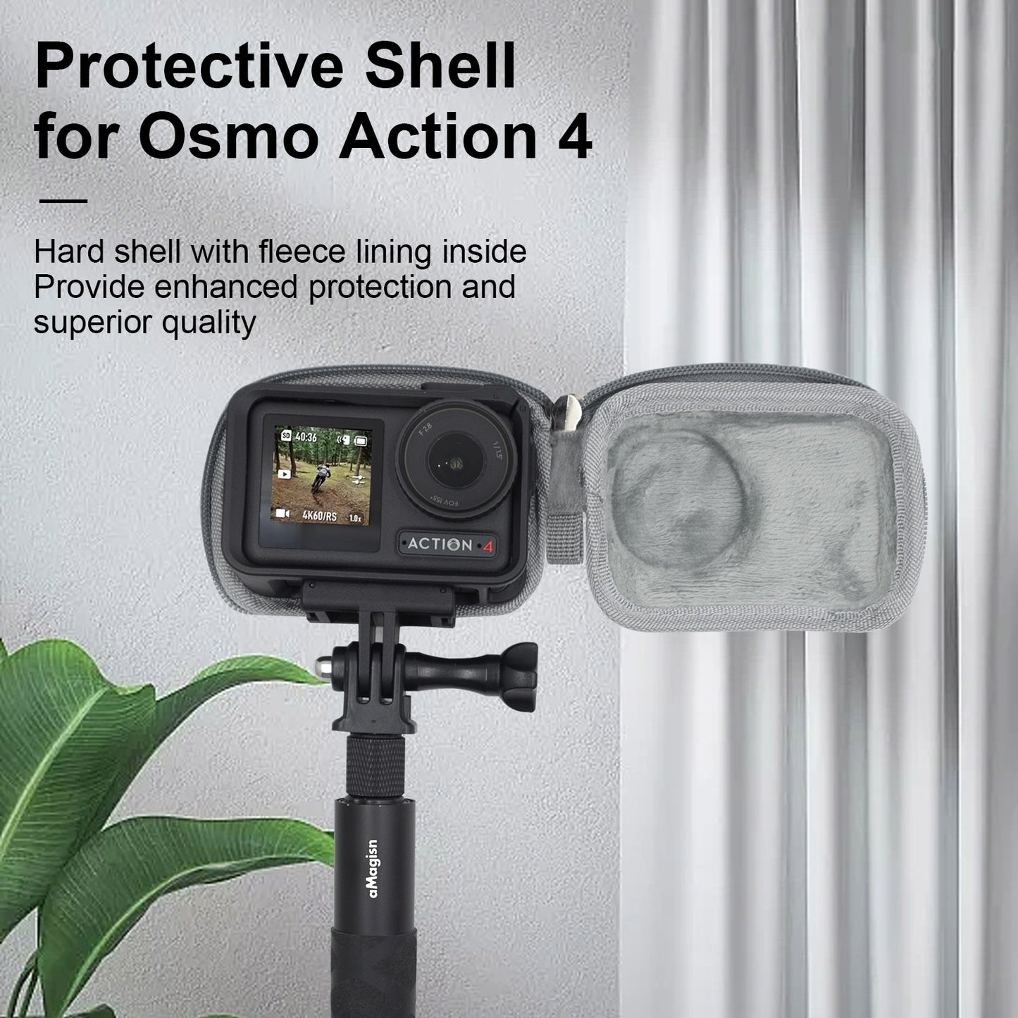 AMAGISN For DJI Osmo Action 4 / 3 Camera Body Storage Bag EVA+Fleece Shockproof Protective Bag