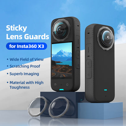 AMAGISN 1 Pair PMMA Sticky Lens Guard for Insta360 X3 Camera Anti-scratch Lens Protector