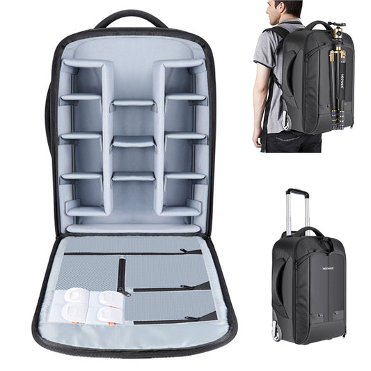 NEEWER NW3300 55x35x26CM Convertible Wheeled Camera Bag Backpack Luggage Trolley Case with Detachable Partition Pads