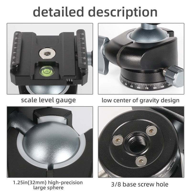 BEXIN LH-32 360-Degree Rotating Camera Gimbal Panoramic Damping SLR Camera Stabilizers with Low Centre Gravity, Load 8Kg