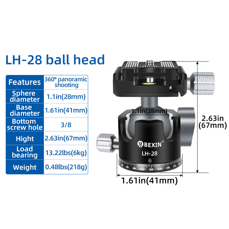 BEXIN LH-28 360-Degree Rotary Camera Stabilizers Panoramic Damping SLR Camera Gimbal, Low Centre Gravity, Load 6Kg