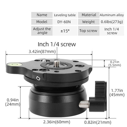 DY-60N-B / S Aluminum Alloy SLR Camera Tripod Leveling Base Hemispherical Adjustment Base