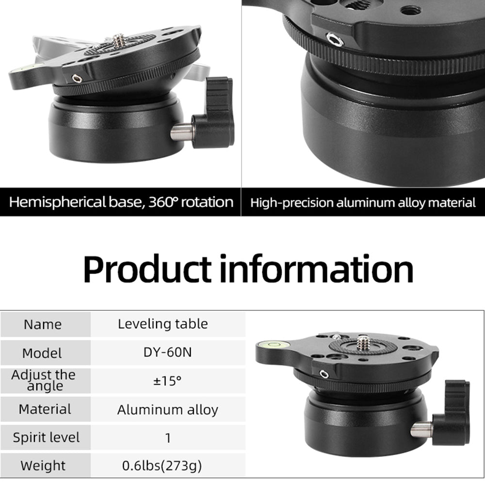 DY-60N-B / S Aluminum Alloy SLR Camera Tripod Leveling Base Hemispherical Adjustment Base