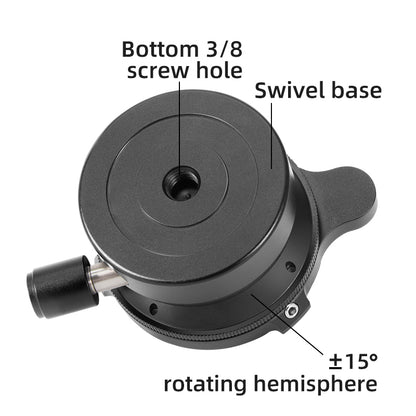 BEXIN DY60N-A / S Tripod Leveling Base Half Ball Quick Tilted Up / Down 15 Degrees for Canon Nikon DSLR Cameras