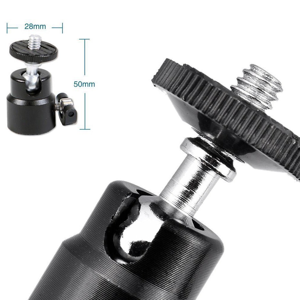 C008 Mini Gimbal Mount for Tripod, Aluminum Alloy+PC Camera Rotating Ball Gimbal with 1 / 4 Screw Mount