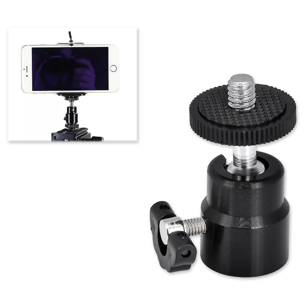 C008 Mini Gimbal Mount for Tripod, Aluminum Alloy+PC Camera Rotating Ball Gimbal with 1 / 4 Screw Mount