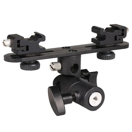 E006 E-Type Camera Soft Light Mount Dual Hot Shoe Flash Bracket Aluminum Alloy Light Stand Adapter Holder