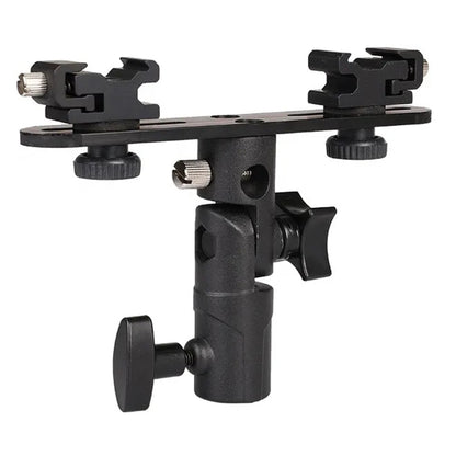 E006 E-Type Camera Soft Light Mount Dual Hot Shoe Flash Bracket Aluminum Alloy Light Stand Adapter Holder