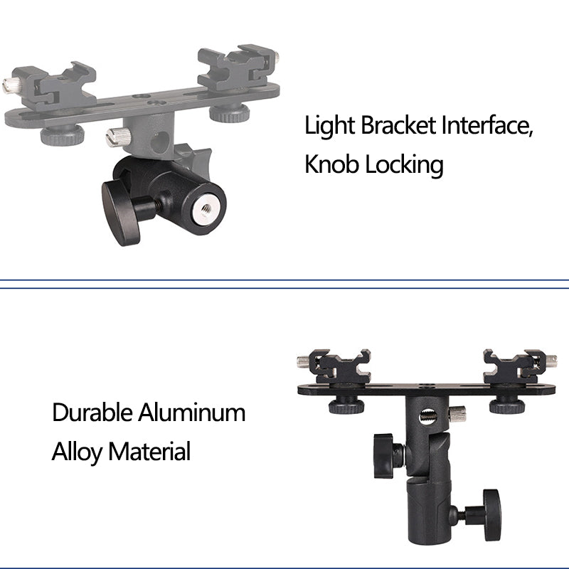 E006 E-Type Camera Soft Light Mount Dual Hot Shoe Flash Bracket Aluminum Alloy Light Stand Adapter Holder