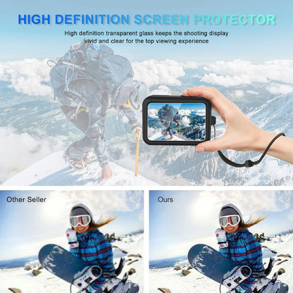 For GoPro Hero 9 / 10 / 11 Camera Soft Silicone Case Protector Body Sleeve Cover + Tempered Glass Screen Film + Lens Cap