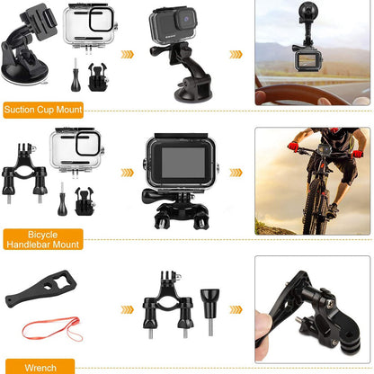 55-in-1 Accessories Kit with Straps, Selfie Stick, Tripod, Camera Bag for GoPro, DJI Osmo, SJCAM, AKASO Action Camera Parts