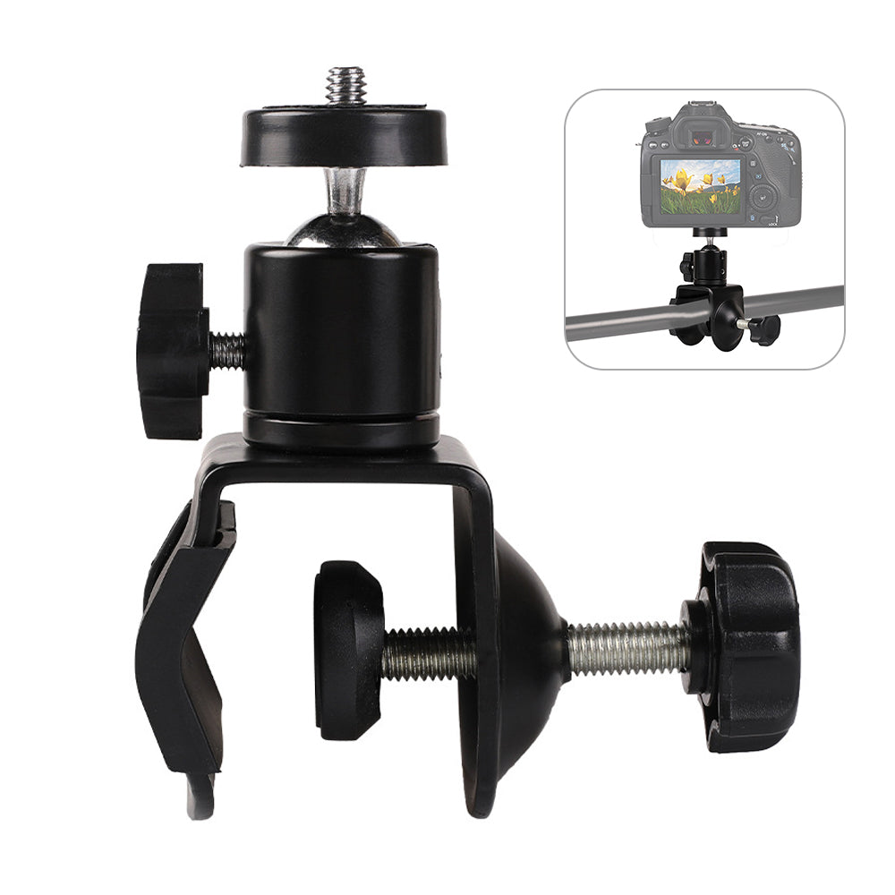 J006 U-shaped Clamp Mount with Universal Standard Ball Head 1 / 4 Screw Bracket for Camera Flash Holder