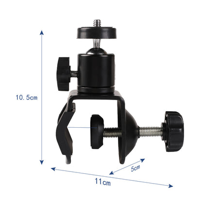 J006 U-shaped Clamp Mount with Universal Standard Ball Head 1 / 4 Screw Bracket for Camera Flash Holder