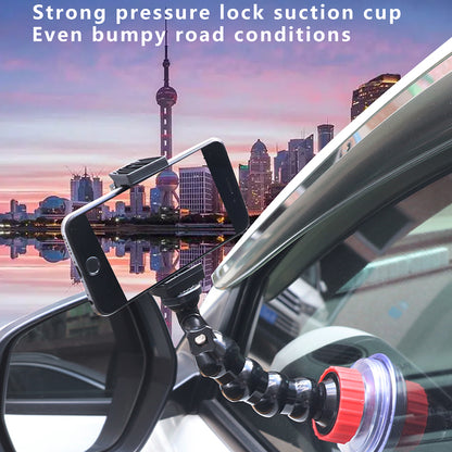 Z022 Car Phone Mount Dashboard Windshield Rotating Phone Holder with Adjustable Phone Clip for 4.7-7 Phones