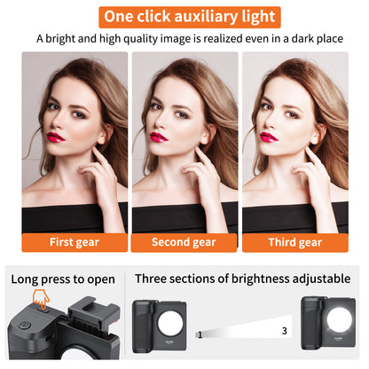 UURIG PH-14 Wireless Selfie Booster Handle Grip Phone Holder Stabilizer Built-in LED Fill Light for Video Photo Shooting