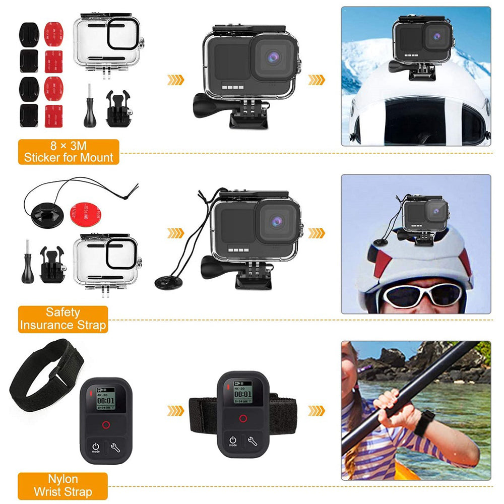 61-in-1 Universal Accessories Kit for GoPro Hero, DJI Osmo Action Camera Parts with Camera Bag, Tripod, Straps