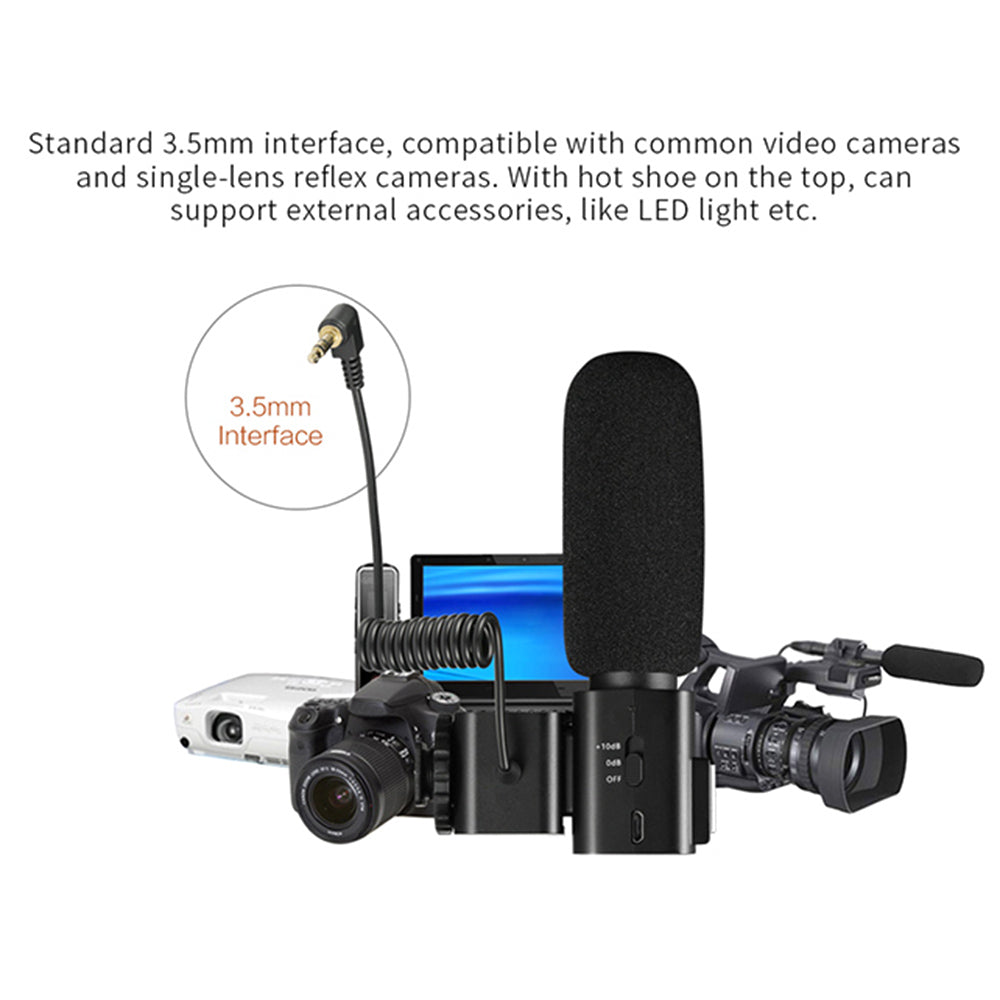 ORDRO CM520 3.5mm Plug Video Recording Shotgun Microphone Noise Reduction Mic for Camera