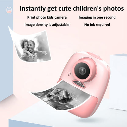 D10 2-inch Screen Kids ABS Instant Camera Dual Lens Rechargeable Camera Toy with Print Paper