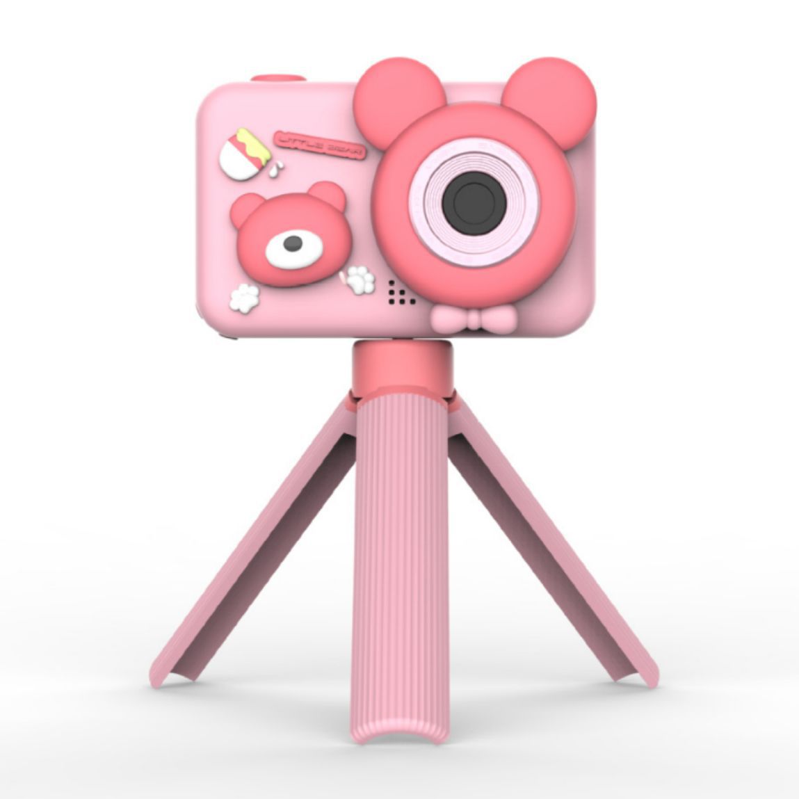 D32 2-inch Screen Children Camera Rechargeable HD Dual Lens Camera Toy with Silicone Cover and Tripod