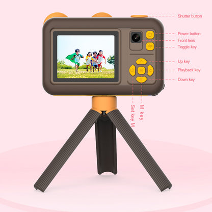 D32 2-inch Screen Children Camera Rechargeable HD Dual Lens Camera Toy with Silicone Cover and Tripod