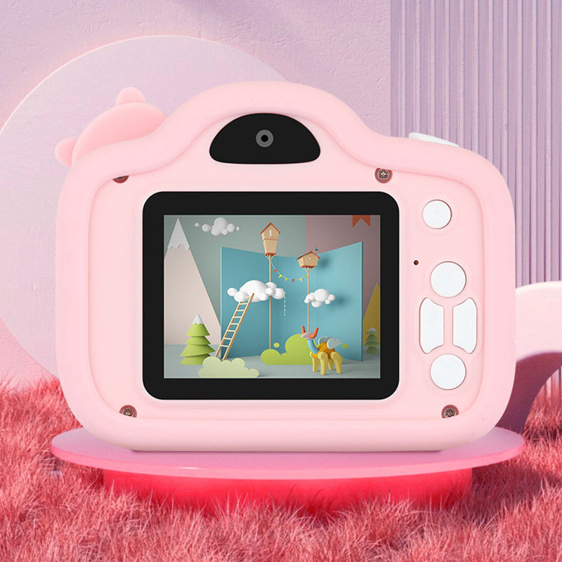 A15 Cartoon Pig 2.0 inch Screen Kids Camera Rechargeable HD Dual Lens Digital Camera Toy