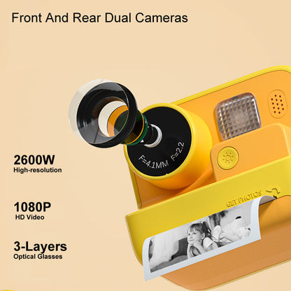 KOOOL K27 2-inch Screen ABS+PC Kids Instant Camera Toy HD Dual Lens Rechargeable Camera