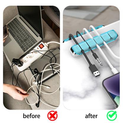 AHASTYLE PT125 Aluminum Alloy+Silicone Cord Organizer Charger Cable Management 5-Slot Cable Holder for Home Office Desk