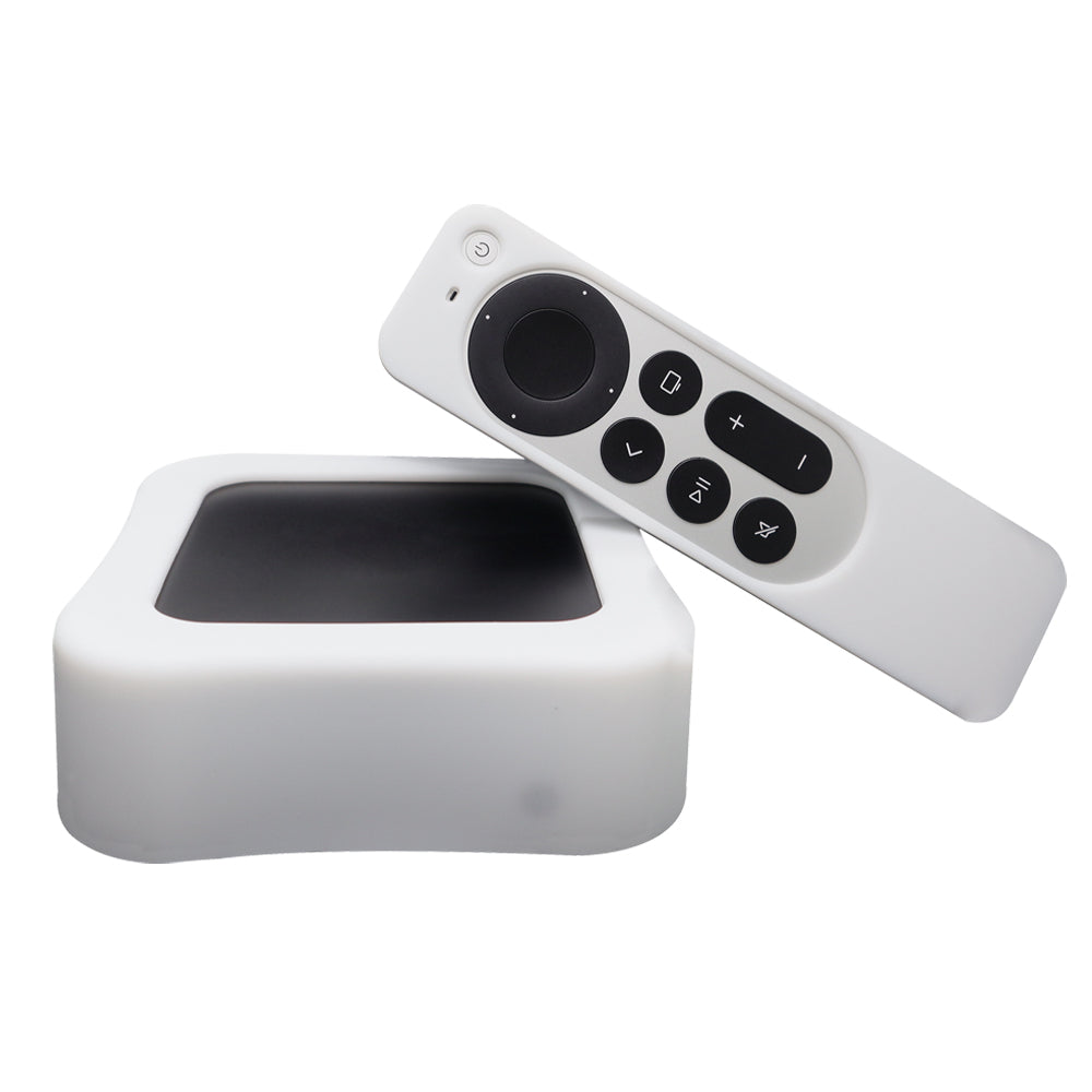 2Pcs / Set For Apple TV 4K 2022 Set-top Box Protective Cover + Remote Control Silicone Case