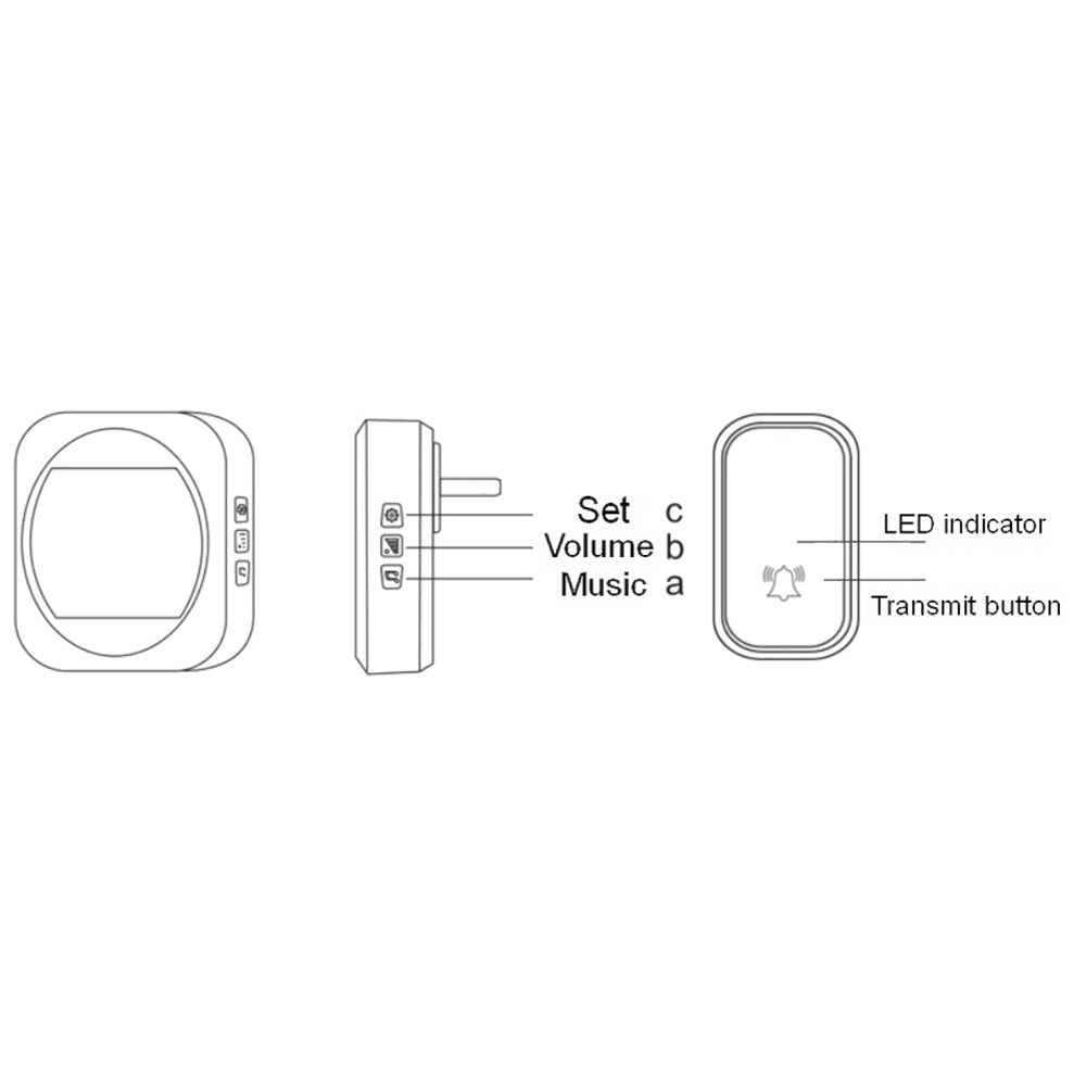 T195 Self-powered Wireless Door Bell with Time Display Remote Control Doorbell, 1 Transmitter+1 Receiver