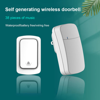 ML01 Self-powered Wireless Door Bell 38 Ringtones Home Intelligent Alarm System, 1 Transmitter+1 Receiver