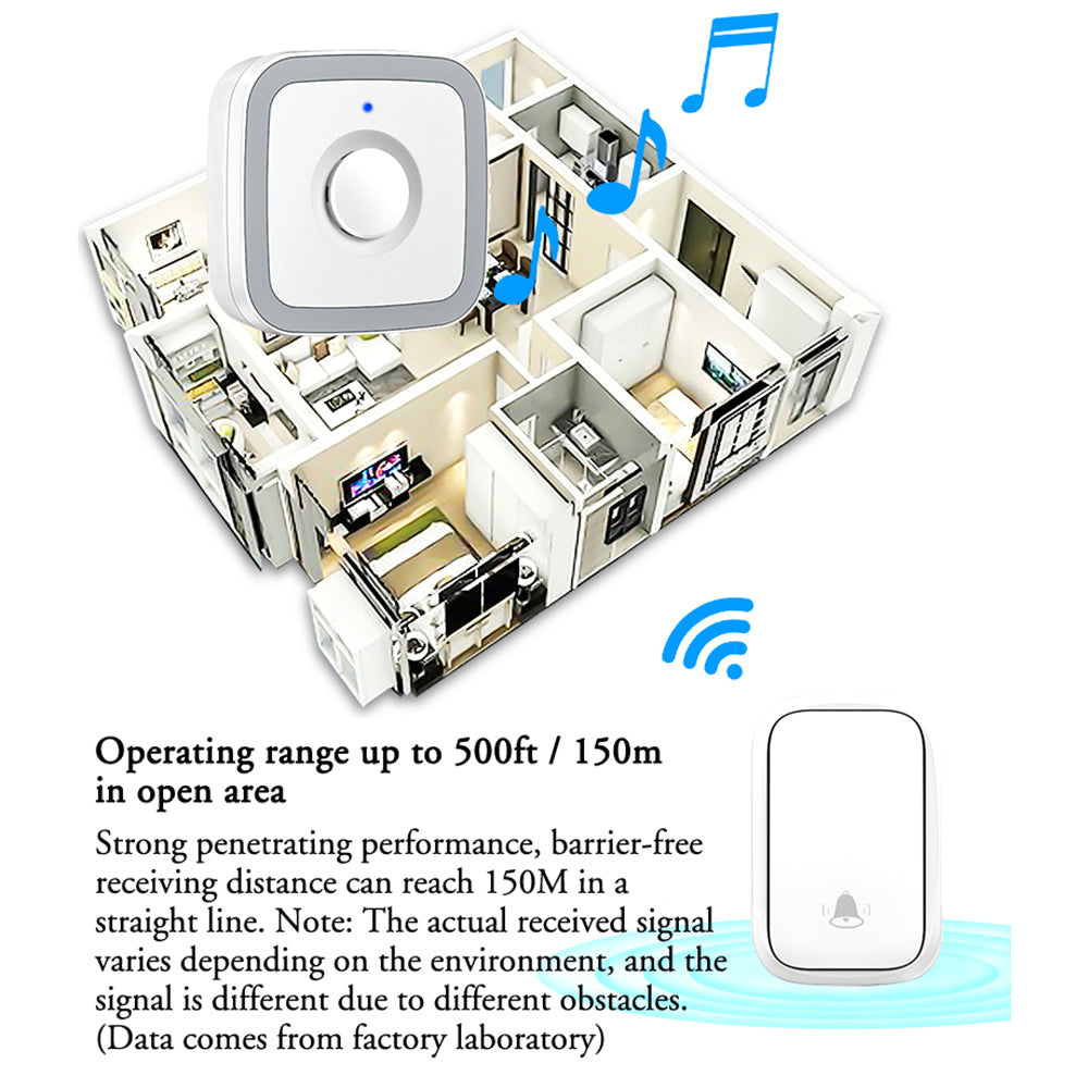 CACAZI FA12 60 Songs Home Wireless Doorbell Waterproof Remote Smart Calling Bell, 1 Transmitter+2 Receivers