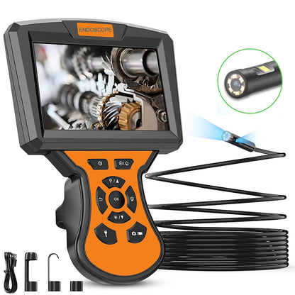 M50 5m Hard Wire Industrial Endoscope 5mm Dual-lens 7-LED Borescope Inspection Camera 5'' IPS Screen