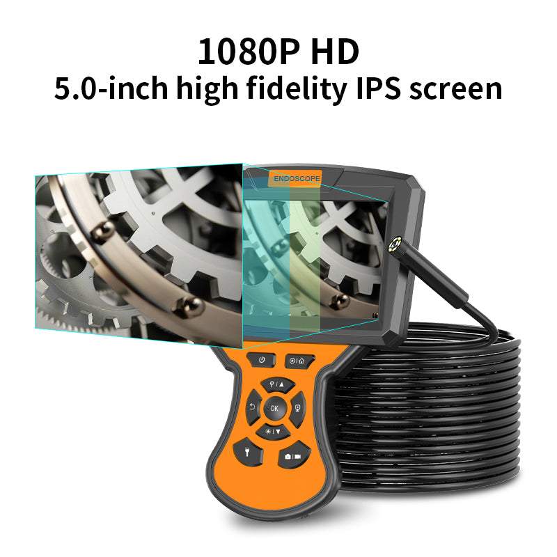 M50 1m Hard Wire 5.5mm Len Borescope 5'' IPS Screen 6-LED Industrial Endoscope IP67 Waterproof