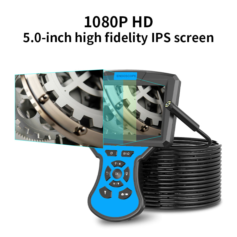 M50 1m Hard Wire 5.5mm Len Borescope 5'' IPS Screen 6-LED Industrial Endoscope IP67 Waterproof